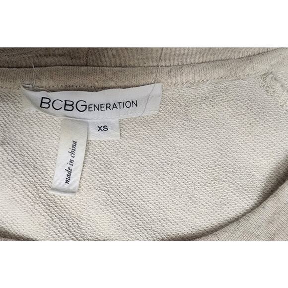 BCBGENERATION Wool Blend Ivory Cable Ruffle Shoulder Tunic Sweater XS - Picture 5 of 6